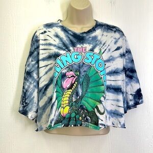 H&M - The Rolling Stones Tye Dye Dragon Cropped Boxy Short Sleeve T Size Small